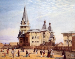 А. Н. Бенуа. Лютеранская церковь святой Марии на Петербургской стороне; перспективный вид. 1881 г
