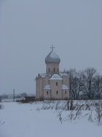 Храм Спаса Преображения на Нередице - Вид с востока (со стороны апсиды). Январь 2011 года